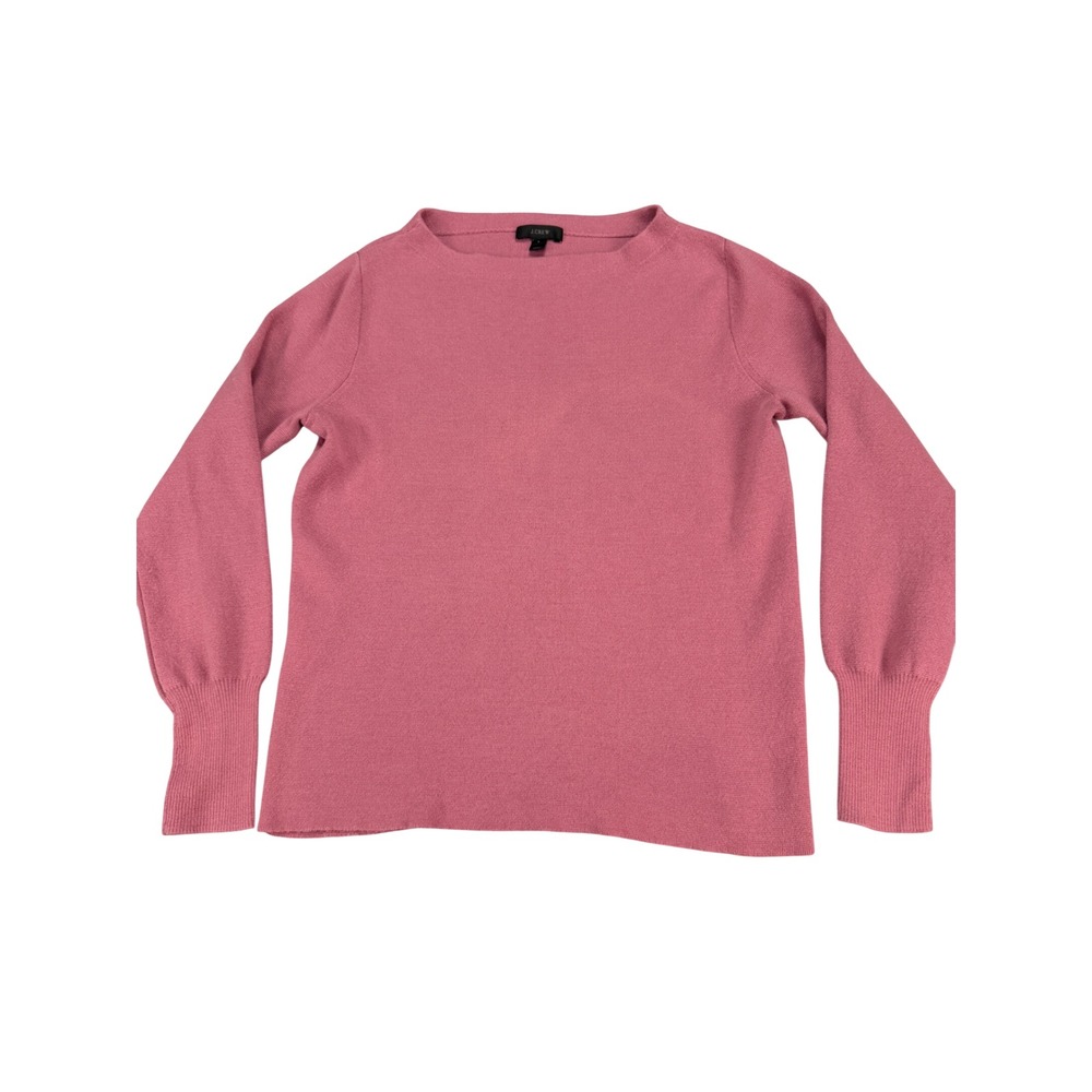 J.Crew Pink Merino Wool Cotton Boatneck Sweater with Long Ribbed Cuffs Small